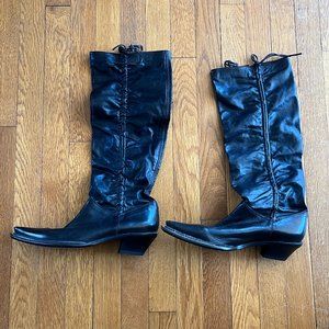 Tall Italian Leather Pointy Boots Woman Size40 Italy  (US 10) Narrow
